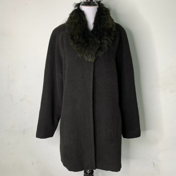 Peruvian Connection Women's Brown Baby Alpaca Blend Fur Coat Size Small